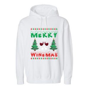 Merry Winemas Ugly Christmas Great Gift Garment-Dyed Fleece Hoodie