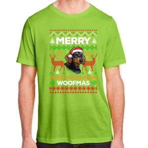 Merry Woofmas Ugly Sweater Christmas Dachshund Lover Gift Adult ChromaSoft Performance T-Shirt