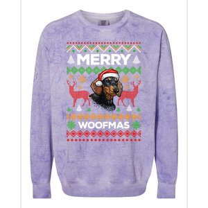 Merry Woofmas Ugly Sweater Christmas Dachshund Lover Gift Colorblast Crewneck Sweatshirt