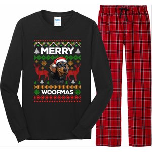 Merry Woofmas Ugly Sweater Christmas Dachshund Lover Gift Long Sleeve Pajama Set