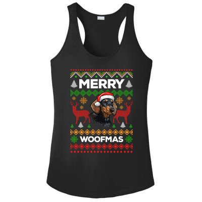 Merry Woofmas Ugly Sweater Christmas Dachshund Lover Gift Ladies PosiCharge Competitor Racerback Tank