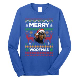 Merry Woofmas Ugly Sweater Christmas Dachshund Lover Gift Long Sleeve Shirt