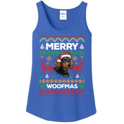 Merry Woofmas Ugly Sweater Christmas Dachshund Lover Gift Ladies Essential Tank