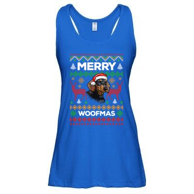 Merry Woofmas Ugly Sweater Christmas Dachshund Lover Gift Ladies Essential Flowy Tank