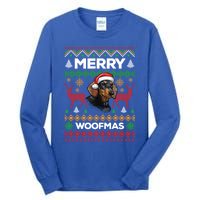 Merry Woofmas Ugly Sweater Christmas Dachshund Lover Gift Tall Long Sleeve T-Shirt