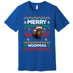 Merry Woofmas Ugly Sweater Christmas Dachshund Lover Gift Premium T-Shirt