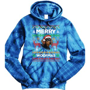 Merry Woofmas Ugly Sweater Christmas Dachshund Lover Gift Tie Dye Hoodie