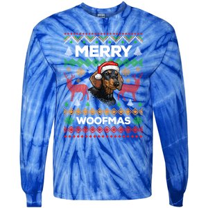 Merry Woofmas Ugly Sweater Christmas Dachshund Lover Gift Tie-Dye Long Sleeve Shirt