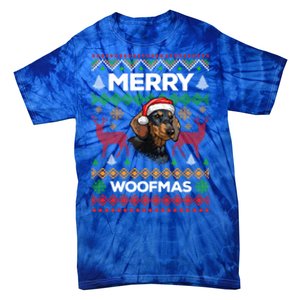 Merry Woofmas Ugly Sweater Christmas Dachshund Lover Gift Tie-Dye T-Shirt