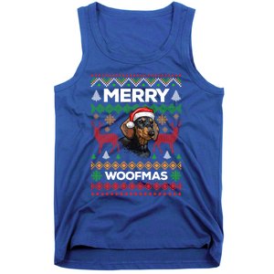 Merry Woofmas Ugly Sweater Christmas Dachshund Lover Gift Tank Top