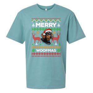 Merry Woofmas Ugly Sweater Christmas Dachshund Lover Gift Sueded Cloud Jersey T-Shirt