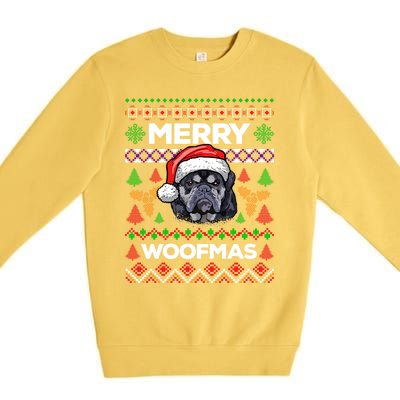 Merry Woofmas Ugly Sweater Christmas English Bulldog Lover Cool Gift Premium Crewneck Sweatshirt