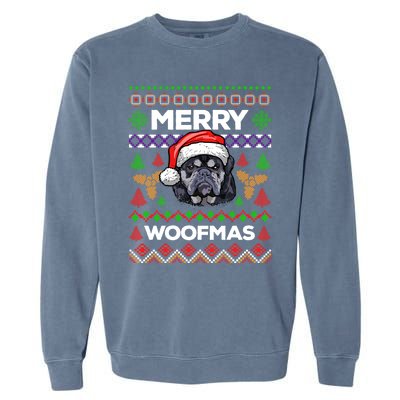 Merry Woofmas Ugly Sweater Christmas English Bulldog Lover Cool Gift Garment-Dyed Sweatshirt