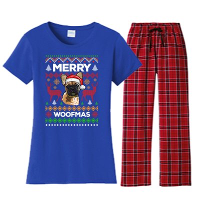 Merry Woofmas Ugly Sweater Christmas French Bulldog Lover Cute Gift Women's Flannel Pajama Set