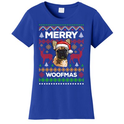 Merry Woofmas Ugly Sweater Christmas French Bulldog Lover Cute Gift Women's T-Shirt