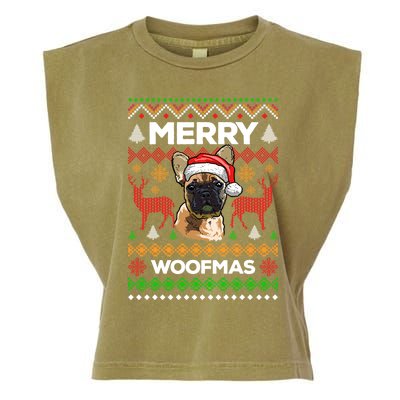 Merry Woofmas Ugly Sweater Christmas French Bulldog Lover Cute Gift Garment-Dyed Women's Muscle Tee