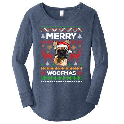 Merry Woofmas Ugly Sweater Christmas French Bulldog Lover Cute Gift Women's Perfect Tri Tunic Long Sleeve Shirt