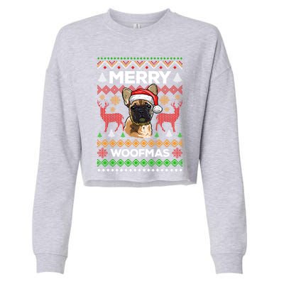 Merry Woofmas Ugly Sweater Christmas French Bulldog Lover Cute Gift Cropped Pullover Crew