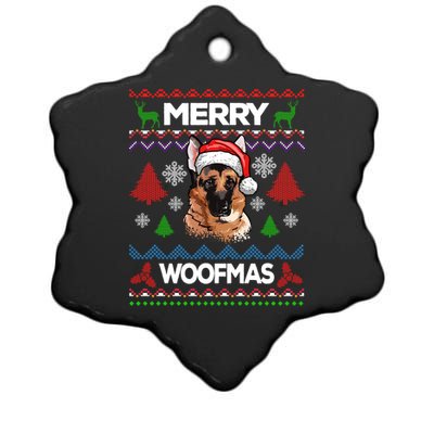 Merry Woofmas Ugly Sweater Christmas Ger Shepherd Lover Meaningful Gift Ceramic Star Ornament