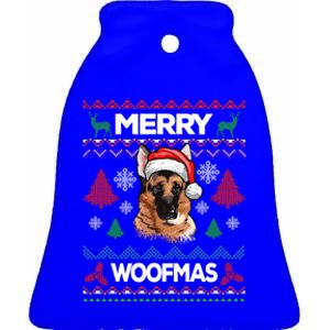 Merry Woofmas Ugly Sweater Christmas Ger Shepherd Lover Meaningful Gift Ceramic Bell Ornament