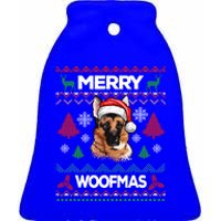 Merry Woofmas Ugly Sweater Christmas Ger Shepherd Lover Meaningful Gift Ceramic Bell Ornament