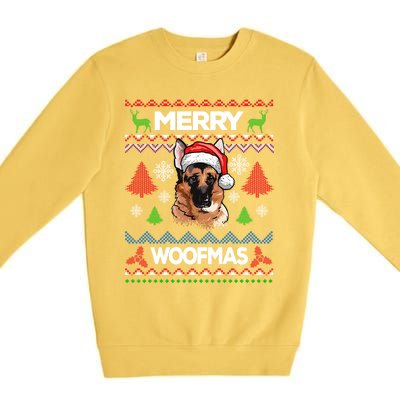 Merry Woofmas Ugly Sweater Christmas Ger Shepherd Lover Gift Premium Crewneck Sweatshirt