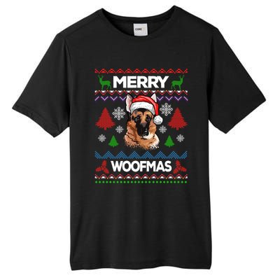 Merry Woofmas Ugly Sweater Christmas Ger Shepherd Lover Gift Tall Fusion ChromaSoft Performance T-Shirt