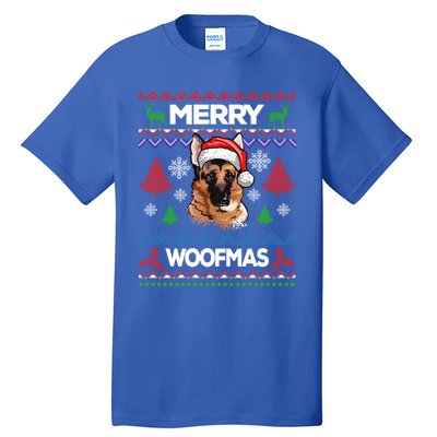 Merry Woofmas Ugly Sweater Christmas Ger Shepherd Lover Gift Tall T-Shirt