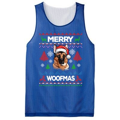 Merry Woofmas Ugly Sweater Christmas Ger Shepherd Lover Gift Mesh Reversible Basketball Jersey Tank