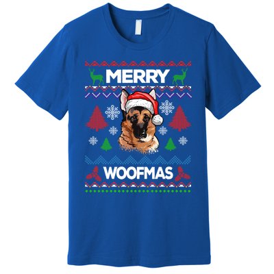 Merry Woofmas Ugly Sweater Christmas Ger Shepherd Lover Gift Premium T-Shirt