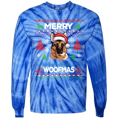 Merry Woofmas Ugly Sweater Christmas Ger Shepherd Lover Gift Tie-Dye Long Sleeve Shirt