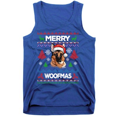 Merry Woofmas Ugly Sweater Christmas Ger Shepherd Lover Gift Tank Top