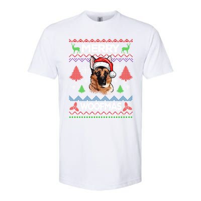 Merry Woofmas Ugly Sweater Christmas Ger Shepherd Lover Gift Softstyle CVC T-Shirt