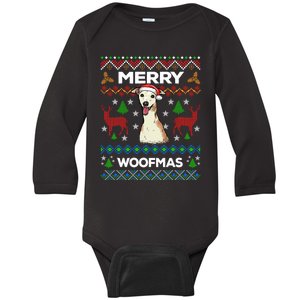 Merry Woofmas Ugly Sweater Christmas Greyhound Lover Gift Baby Long Sleeve Bodysuit