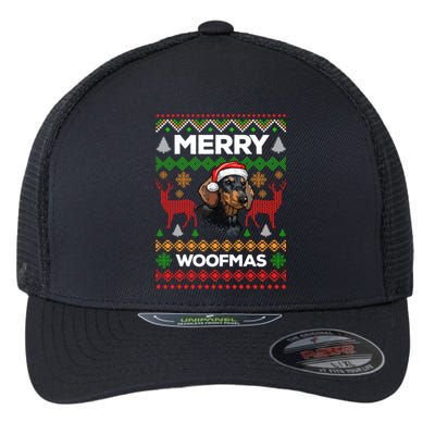 Merry Woofmas Ugly Sweater Christmas Dachshund Lover Gift Funny Gift Flexfit Unipanel Trucker Cap