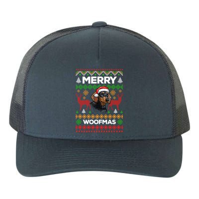 Merry Woofmas Ugly Sweater Christmas Dachshund Lover Gift Funny Gift Yupoong Adult 5-Panel Trucker Hat