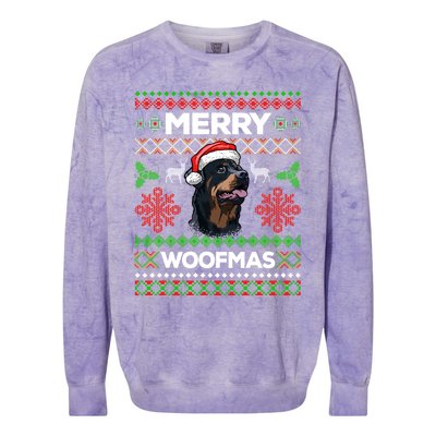 Merry Woofmas Ugly Sweater Christmas Rottweiler Lover Gift Cute Gift Colorblast Crewneck Sweatshirt