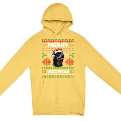 Merry Woofmas Ugly Sweater Christmas Rottweiler Lover Gift Cute Gift Premium Pullover Hoodie