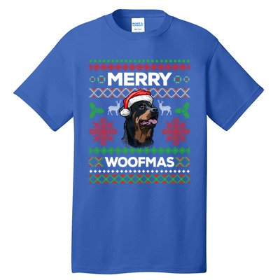 Merry Woofmas Ugly Sweater Christmas Rottweiler Lover Gift Cute Gift Tall T-Shirt