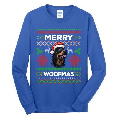 Merry Woofmas Ugly Sweater Christmas Rottweiler Lover Gift Cute Gift Tall Long Sleeve T-Shirt