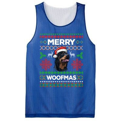 Merry Woofmas Ugly Sweater Christmas Rottweiler Lover Gift Cute Gift Mesh Reversible Basketball Jersey Tank