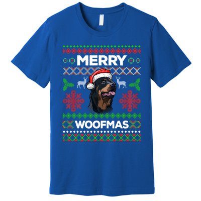 Merry Woofmas Ugly Sweater Christmas Rottweiler Lover Gift Cute Gift Premium T-Shirt