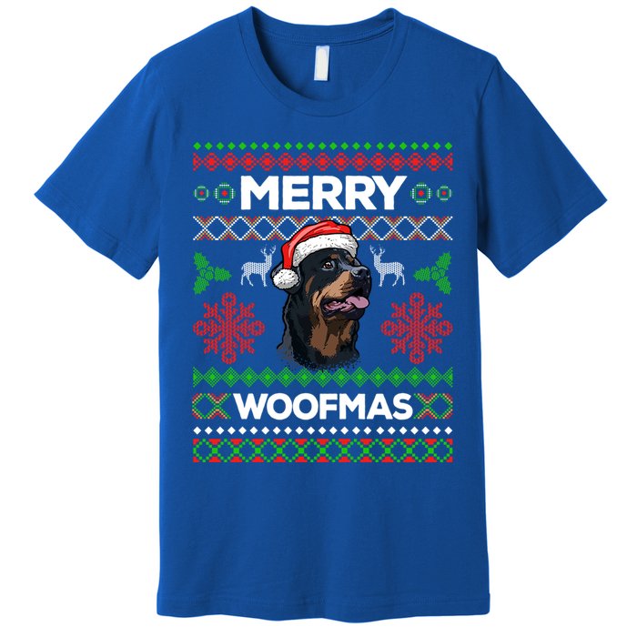 Merry Woofmas Ugly Sweater Christmas Rottweiler Lover Gift Cute Gift Premium T-Shirt