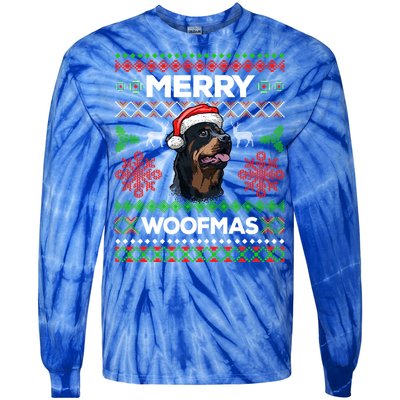 Merry Woofmas Ugly Sweater Christmas Rottweiler Lover Gift Cute Gift Tie-Dye Long Sleeve Shirt