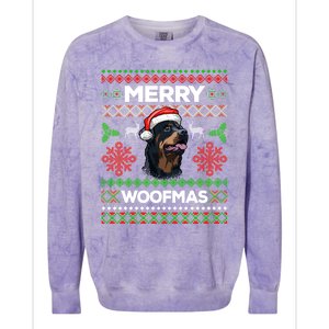 Merry Woofmas Ugly Sweater Christmas Rottweiler Lover Gift Colorblast Crewneck Sweatshirt