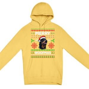 Merry Woofmas Ugly Sweater Christmas Rottweiler Lover Gift Premium Pullover Hoodie