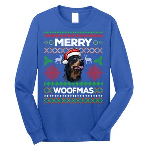 Merry Woofmas Ugly Sweater Christmas Rottweiler Lover Gift Long Sleeve Shirt