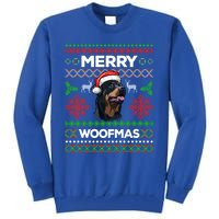 Merry Woofmas Ugly Sweater Christmas Rottweiler Lover Gift Tall Sweatshirt