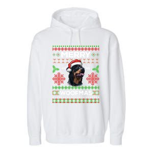 Merry Woofmas Ugly Sweater Christmas Rottweiler Lover Gift Garment-Dyed Fleece Hoodie