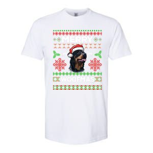 Merry Woofmas Ugly Sweater Christmas Rottweiler Lover Gift Softstyle CVC T-Shirt